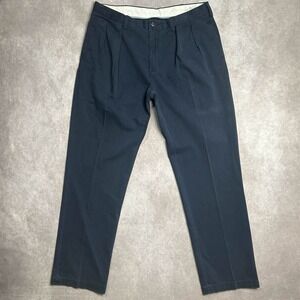 VTG Polo Ralph Lauren Pleated Chino Pants Men's (36x32.5) Navy 100% Cotton